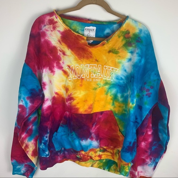 MONTAUK THE END Exist Tie Dye Cree Neck Sweater - Picture 1 of 9